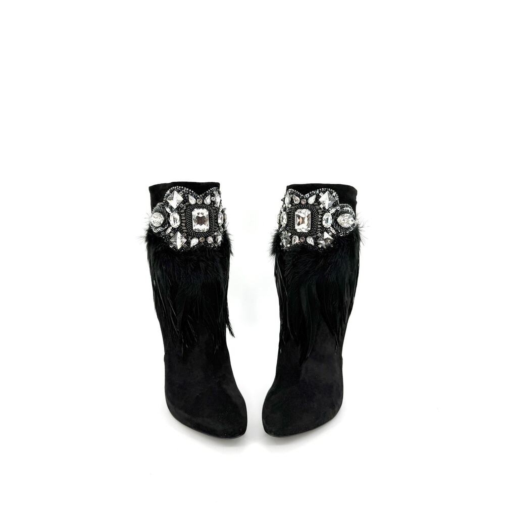 NIB Balmain x Giuseppe Zanotti Rihanna Bootie 39 US 9 Jewel Feathers Ankle Boots - Picture 4 of 13